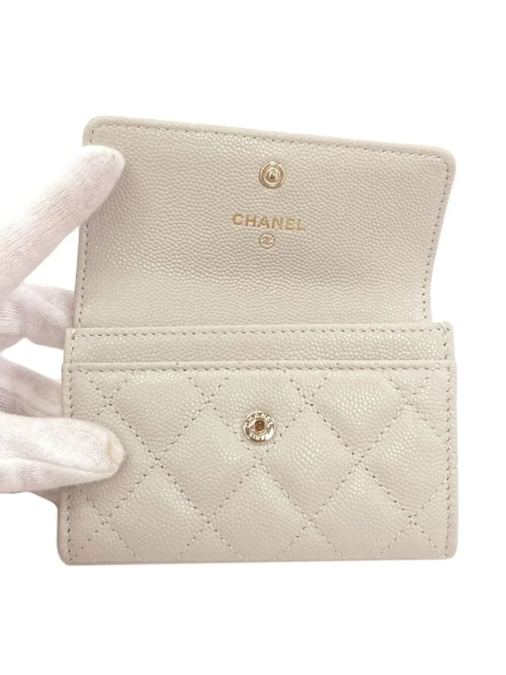 Chanel CC Logo Quilted Gold Coin Case Grained Calfskin